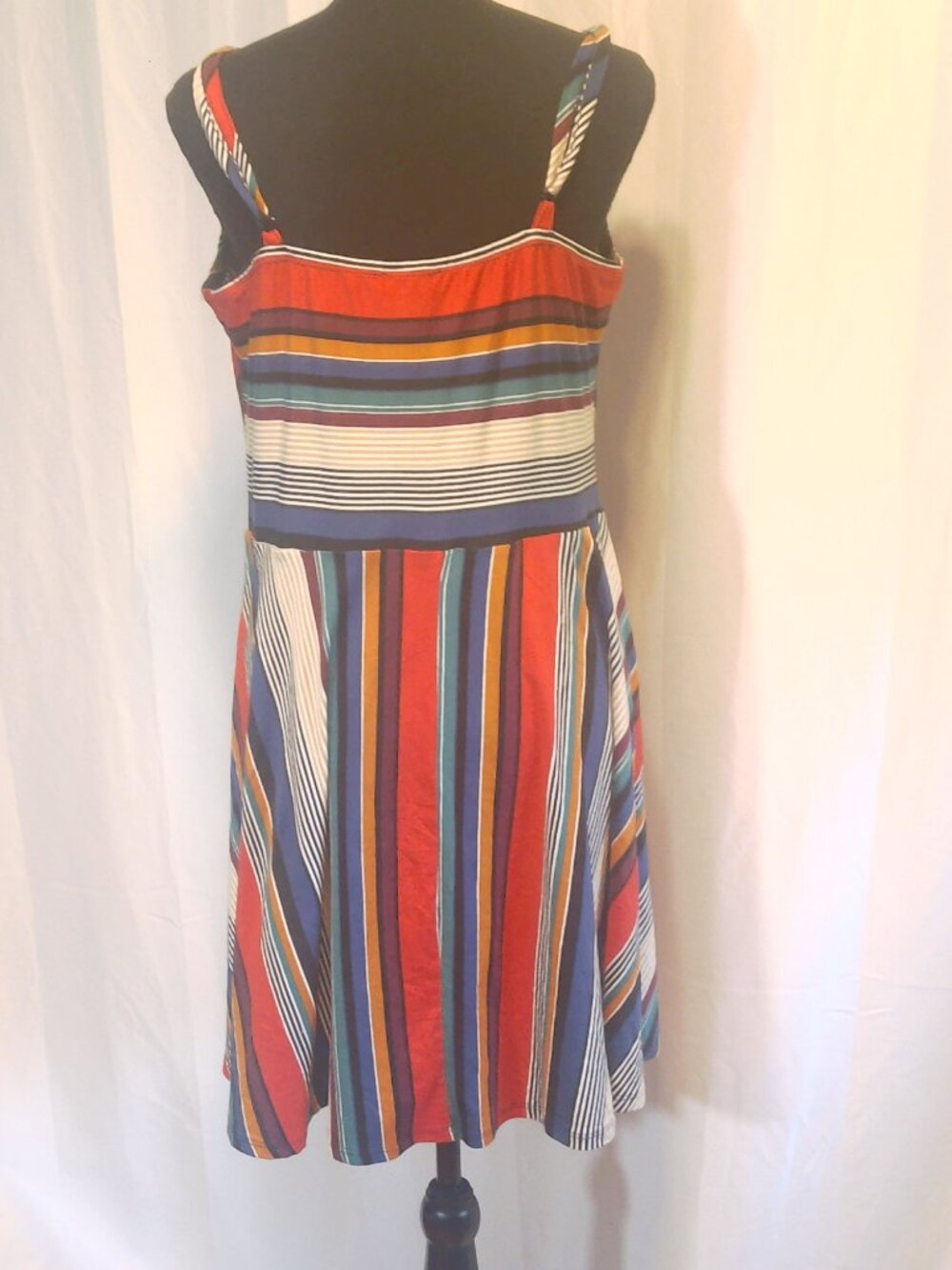 Venus Retro Multi-Color Striped Ruched Cami Dress - Picture 4 of 16